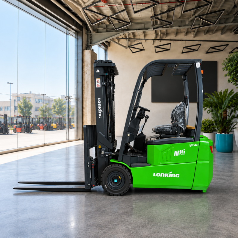 Lonking 1,6 Ton Elektrikli 3 Teker Forklift – Dolgu Lastik